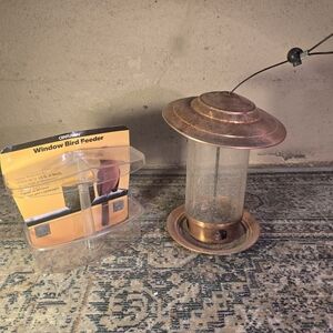 2 Outdoor Bird Feeders Metal And Plastic One New One Used